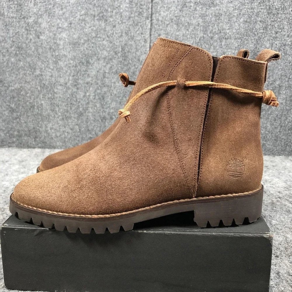 Timberland Ankle Boots Womens 8 M Brown Suede Lug Sole‎ Italy